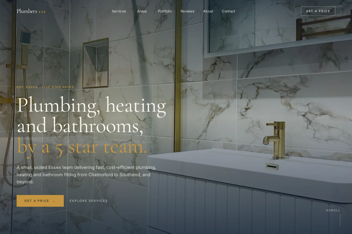 Plumbers ESX website shown at desktop size