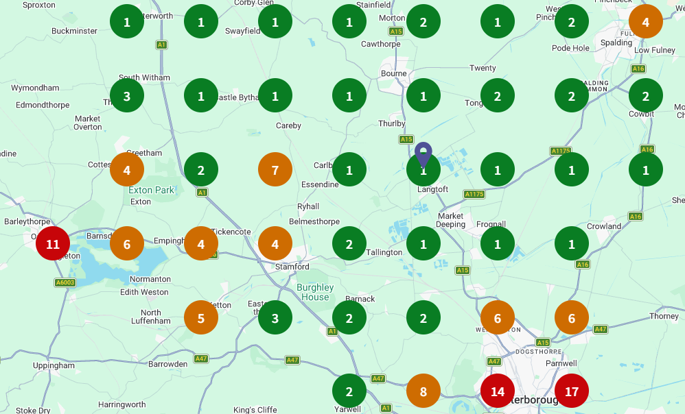 Local search ranking grid for glazier, Langtoft & surrounding area on After