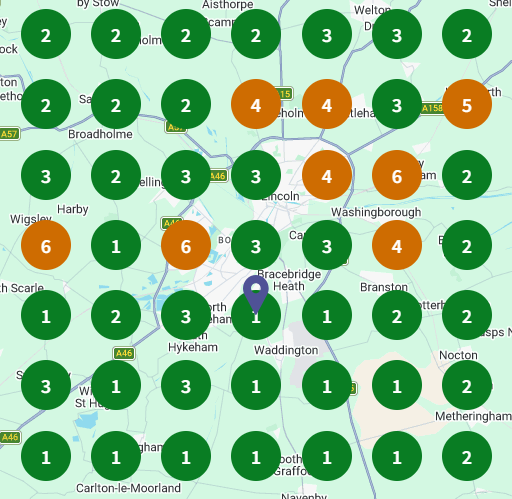 Local search ranking grid for microsuction ear wax removal, Lincoln on 23 June
